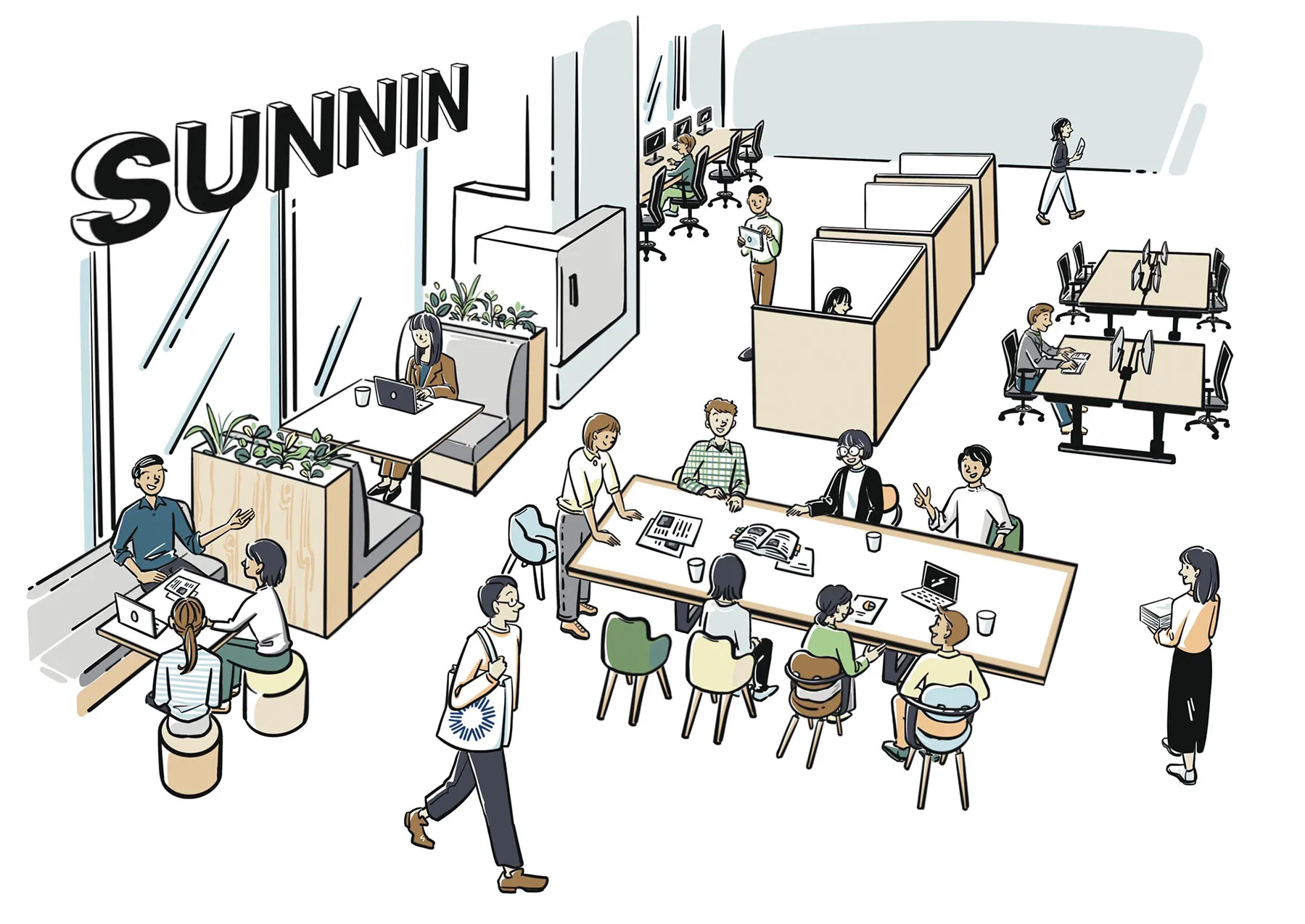 sunninのキッチンカーを取り囲む人たち