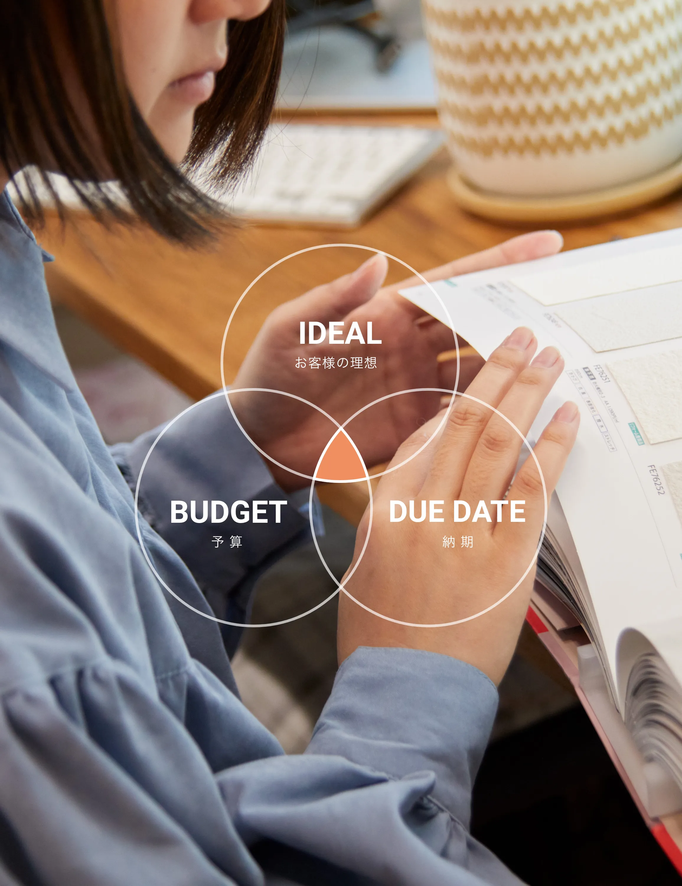 資料をめくる女性